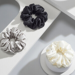 Shining Rhineston All Over on Silk Hair Accessories Scrunchies for Lady